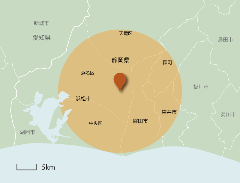 浜松デンタルクリニック訪問エリアマップ