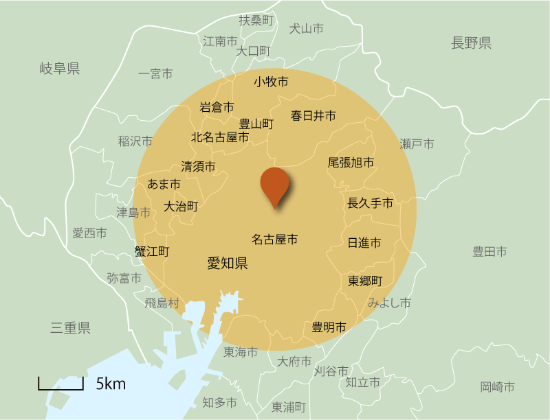 名古屋桜通デンタルクリニック訪問エリアマップ