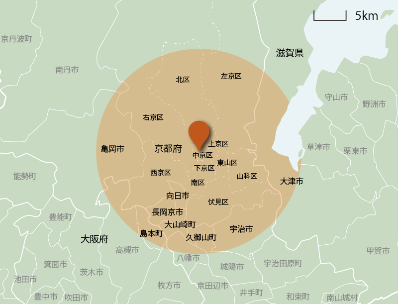 西大路御池デンタルクリニック訪問エリアマップ